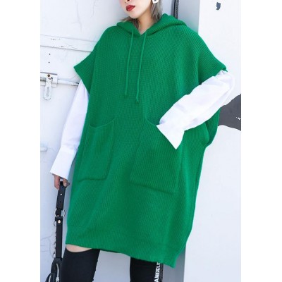 For Spring green sweaters trendy plus size hooded pockets tops