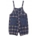 Plus Size Black Plaid Jeans Jumpsuit Shorts Cotton