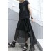 Style black chiffon quilting skirts asymmetric hem Traveling summer skirt