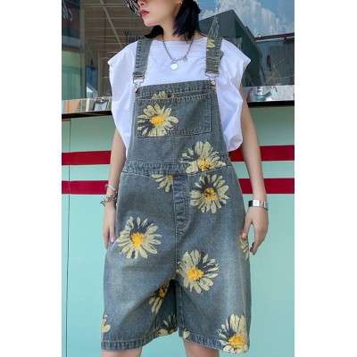 Denim Back Pants Summer Thin Print Straight Tube Shorts