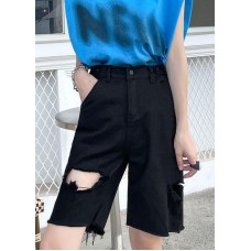 Chic Black High Waist Hole shorts Pants