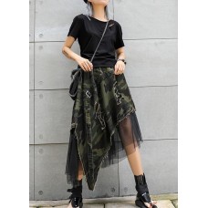 Mid-length skirt summer camouflage leopard large size female irregular skirt