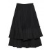 Elegant black Cotton quilting skirt layered tunic high waist skirts